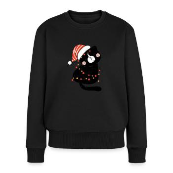 Black Cat Santa Claus Tangled Up In Merry Christma - Women's Premium Organic Jumper - black - Front - Julia (174cm)