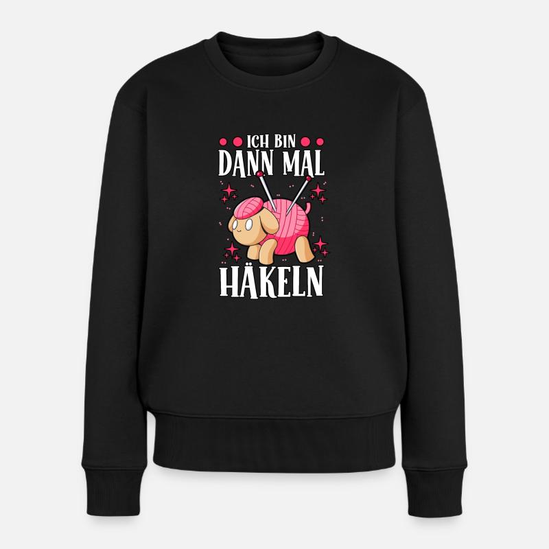 Häkeln - Frauen Premium Bio Pullover - Schwarz