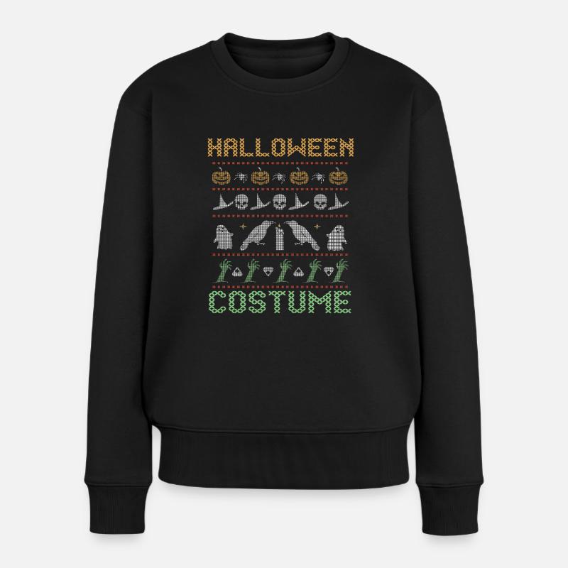 Stitch Pattern Horror Scary Creatures Halloween - Frauen Premium Bio Pullover - Schwarz