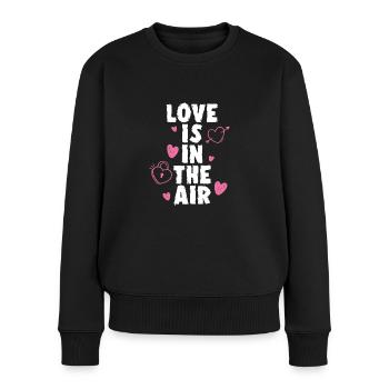 Rosa Liebe Liegt In Der Luft - Frauen Premium Bio Pullover - Schwarz - Vorne - Julia (174cm)