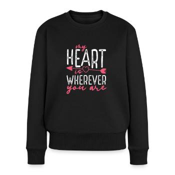 Mein Herz Ist Wo Immer Du Bist - Frauen Premium Bio Pullover - Schwarz - Vorne - Julia (174cm)