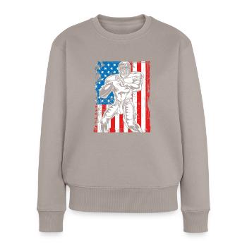 Quaterback sur un drapeau des États-Unis - Pull Premium bio Femme - taupe - Devant - Julia (174cm)