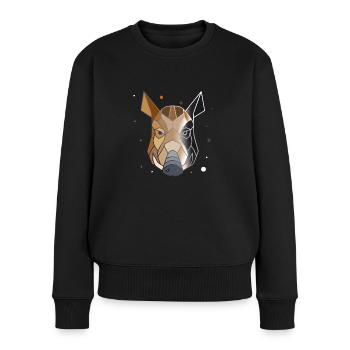 Wildschwein Polygon Kunst Tier Geometrie - Frauen Premium Bio Pullover - Schwarz - Vorne - Julia (174cm)