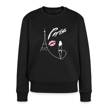 One Line Drawing Mrs. Eiffel Tower Paris Kussmund - Women's Premium Organic Jumper - black - Front - Julia (174cm)