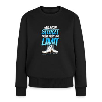 Eislaufen - Frauen Premium Bio Pullover - Schwarz - Vorne - Julia (174cm)