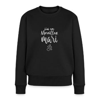 j'ai un merveilleux mari - Pull Premium bio Femme - noir - Devant - Julia (174cm)