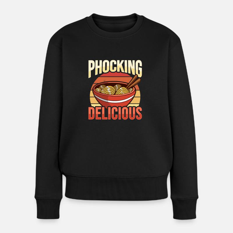 Phocking Delicious Pho asiatische Pho-Nudelsuppe - Frauen Premium Bio Pullover - Schwarz