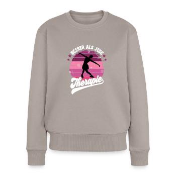 Eislaufen - Frauen Premium Bio Pullover - Taupe - Vorne - Julia (174cm)