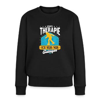 Eislaufen - Frauen Premium Bio Pullover - Schwarz - Vorne - Julia (174cm)