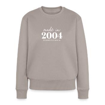 Made 2004 in Pennsylvania. Cute Birthday Party - Frauen Premium Bio Pullover - Taupe - Vorne - Julia (174cm)