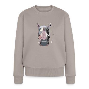 Nashorn Polygon Kunst Tier Geometrie - Frauen Premium Bio Pullover - Taupe - Vorne - Julia (174cm)