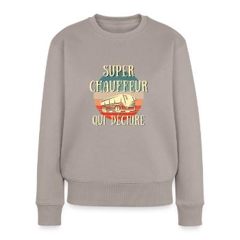 super chauffeur bus qui déchire humour conducteur - Pull Premium bio Femme - taupe - Devant - Julia (174cm)