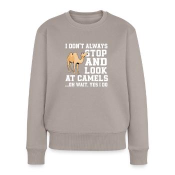 Lustiges Kamel-sprichwort - Frauen Premium Bio Pullover - Taupe - Vorne - Julia (174cm)