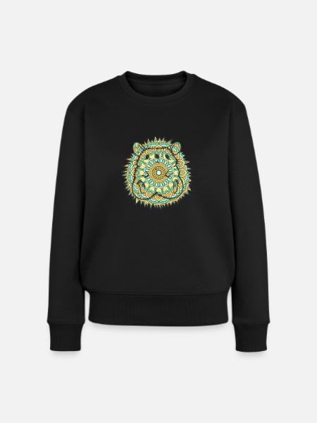 Mandala Igel Geometrie Muster - Frauen Premium Bio Pullover - Schwarz