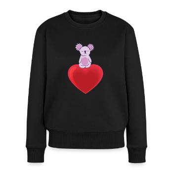 Doux Koala avec le cœur - Pull Premium bio Femme - noir - Devant - Julia (174cm)