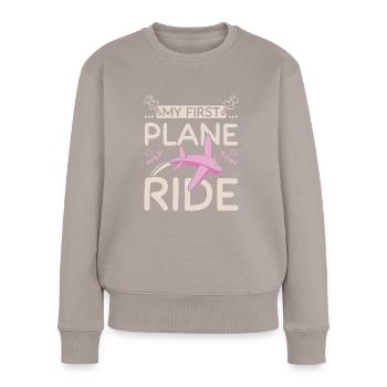 Ma première fille de voyage en avion - Pull Premium bio Femme - taupe - Devant - Julia (174cm)