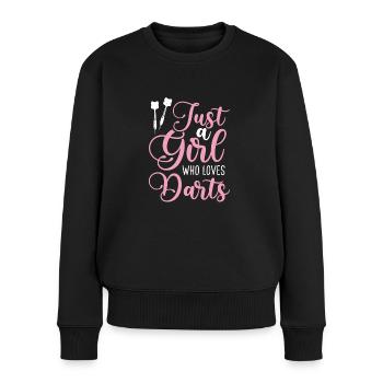 Fille qui aime les fléchettes - Pull Premium bio Femme - noir - Devant - Julia (174cm)