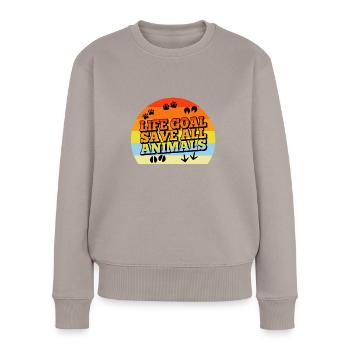 Objectif de vie sauver tous les animaux - Pull Premium bio Femme - taupe - Devant - Julia (174cm)