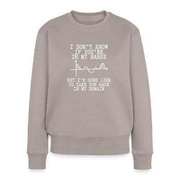 In Meinem Bereich Zurück kommen - Frauen Premium Bio Pullover - Taupe - Vorne - Julia (174cm)