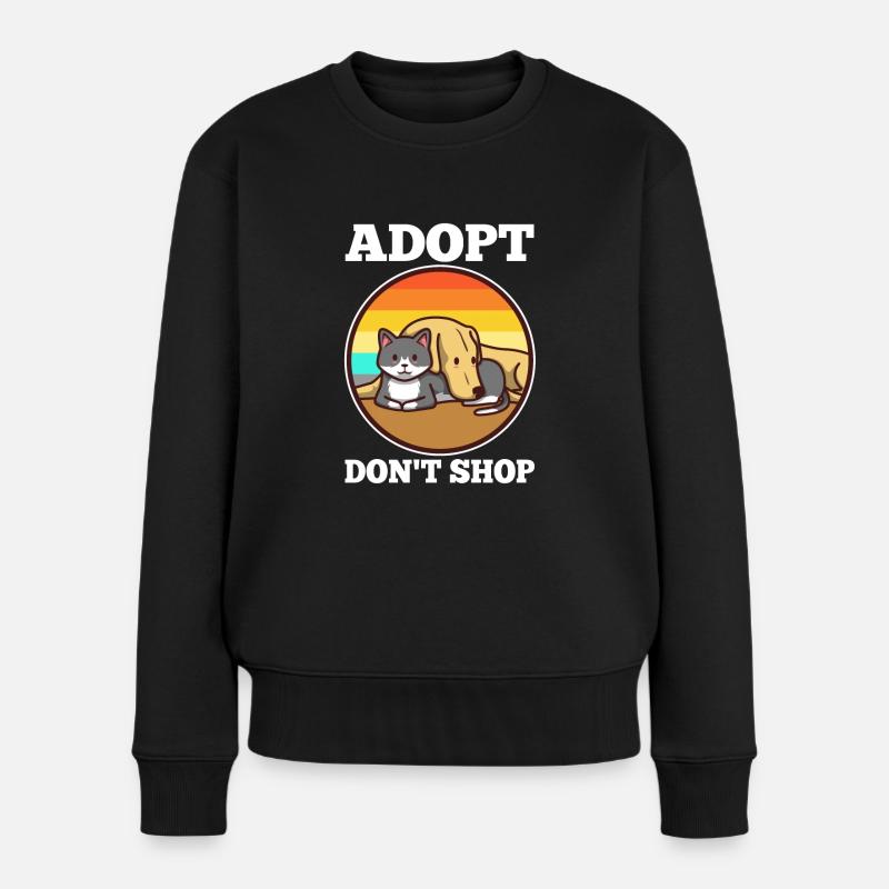 Adopt don't shop - Frauen Premium Bio Pullover - Schwarz