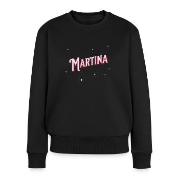 Martina Namen personalisiert - Frauen Premium Bio Pullover - Schwarz - Vorne - Julia (174cm)