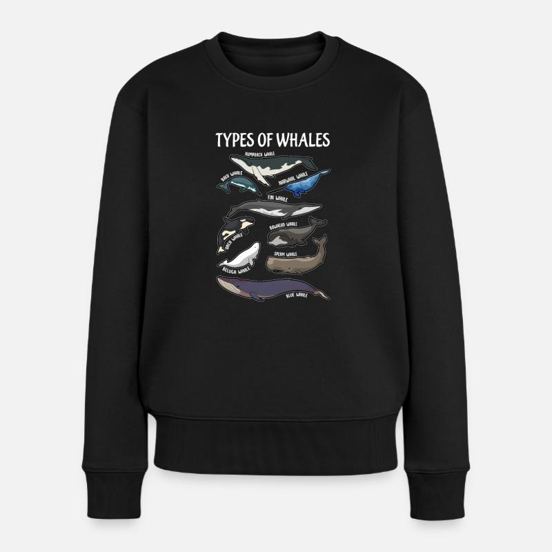 Types de baleines illustres anglais - Pull Premium bio Femme - noir
