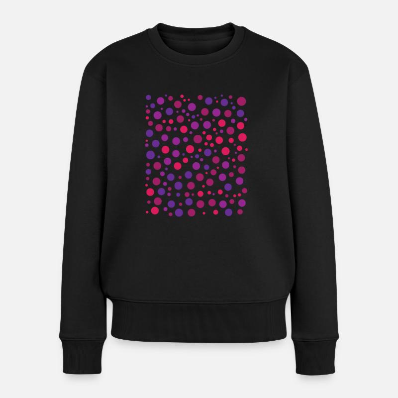 Verspielte Polka Punktmuster Rot Violettes Kreis - Frauen Premium Bio Pullover - Schwarz