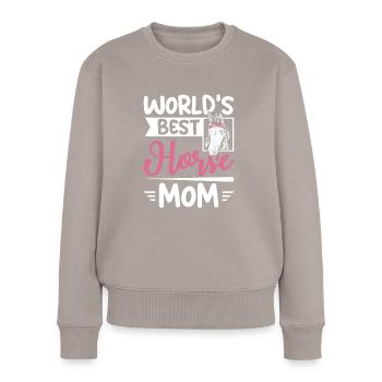 La meilleure maman de cheval du monde - Pull Premium bio Femme - taupe - Devant - Julia (174cm)