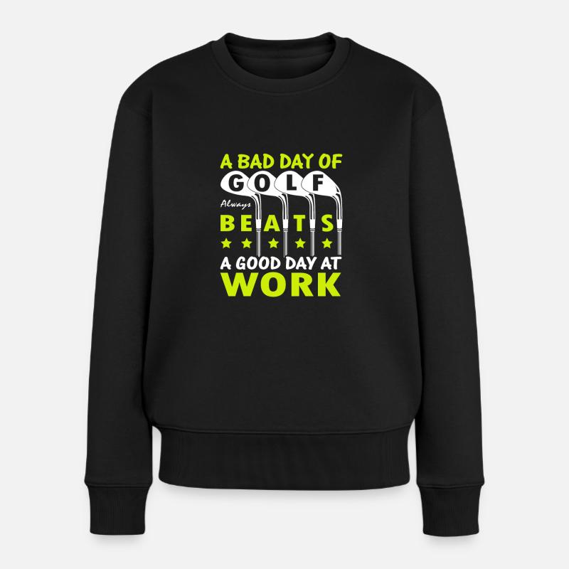 golf beats work - Frauen Premium Bio Pullover - Schwarz