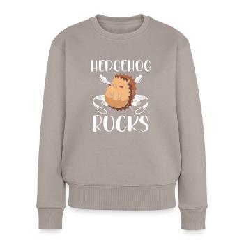 Süßer Igel rockt - Frauen Premium Bio Pullover - Taupe - Vorne - Julia (174cm)
