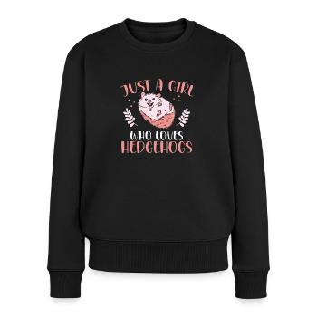 Juste une fille qui aime les hérissons - Pull Premium bio Femme - noir - Devant - Julia (174cm)