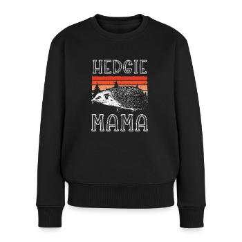 Nette Igelmutter Retro - Frauen Premium Bio Pullover - Schwarz - Vorne - Julia (174cm)