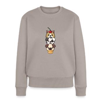 Scoop Eiscreme Hund Hundehalter Hunde Liebhaber - Frauen Premium Bio Pullover - Taupe - Vorne - Julia (174cm)