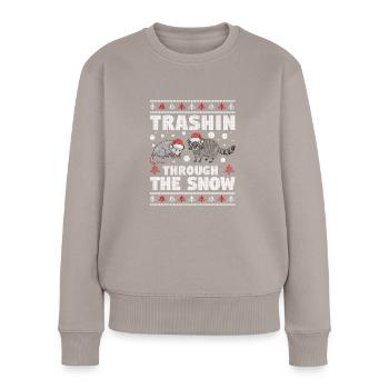 Trashin à travers la neige Garbage Gang Opossum - Pull Premium bio Femme - taupe - Devant - Julia (174cm)