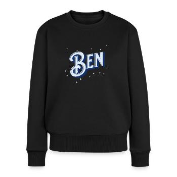Ben Namen personalisiert - Frauen Premium Bio Pullover - Schwarz - Vorne - Julia (174cm)
