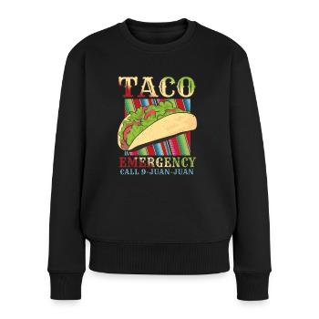 Retro Vintage Mexican Food Call Taco - Frauen Premium Bio Pullover - Schwarz - Vorne - Julia (174cm)