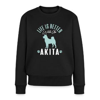 Amerikanischer Akita Inu - Frauen Premium Bio Pullover - Schwarz - Vorne - Julia (174cm)