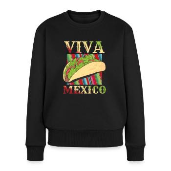 Retro Vintage Mexican Food Live Mexico Taco - Frauen Premium Bio Pullover - Schwarz - Vorne - Julia (174cm)