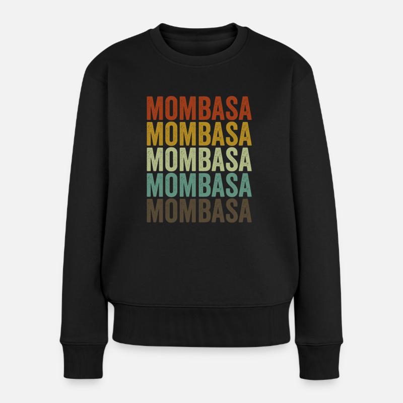 Mombasa Kenia Retro Vintage - Frauen Premium Bio Pullover - Schwarz