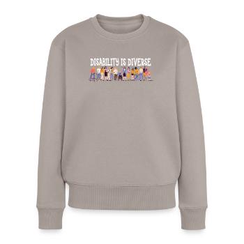 Behinderung ist vielfältig - Frauen Premium Bio Pullover - Taupe - Vorne - Julia (174cm)