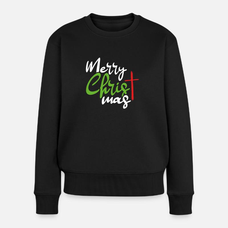 Joyeux noël croix - Pull Premium bio Femme - noir