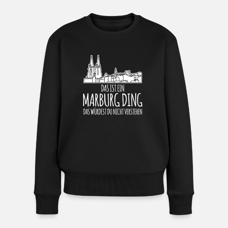 Marburg Stadt Gebäude Marburger - Frauen Premium Bio Pullover - Schwarz
