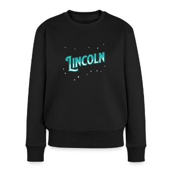 Lincoln Namen personalisiert - Frauen Premium Bio Pullover - Schwarz - Vorne - Julia (174cm)