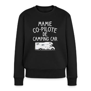 Mamie co-pilote de camping car cadeau mamie van - Pull Premium bio Femme - noir - Devant - Julia (174cm)
