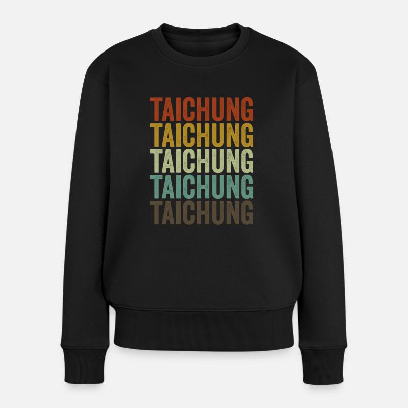 Taichung Taiwan Retro Vintage - Frauen Premium Bio Pullover - Schwarz