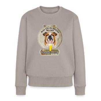 Deutsch Bulldog Papa Amateur de bière - Pull Premium bio Femme - taupe - Devant - Julia (174cm)