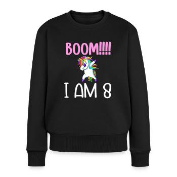 Dabbing birthday unicorn for kid 8 years old girl - Pull Premium bio Femme - noir - Devant - Julia (174cm)