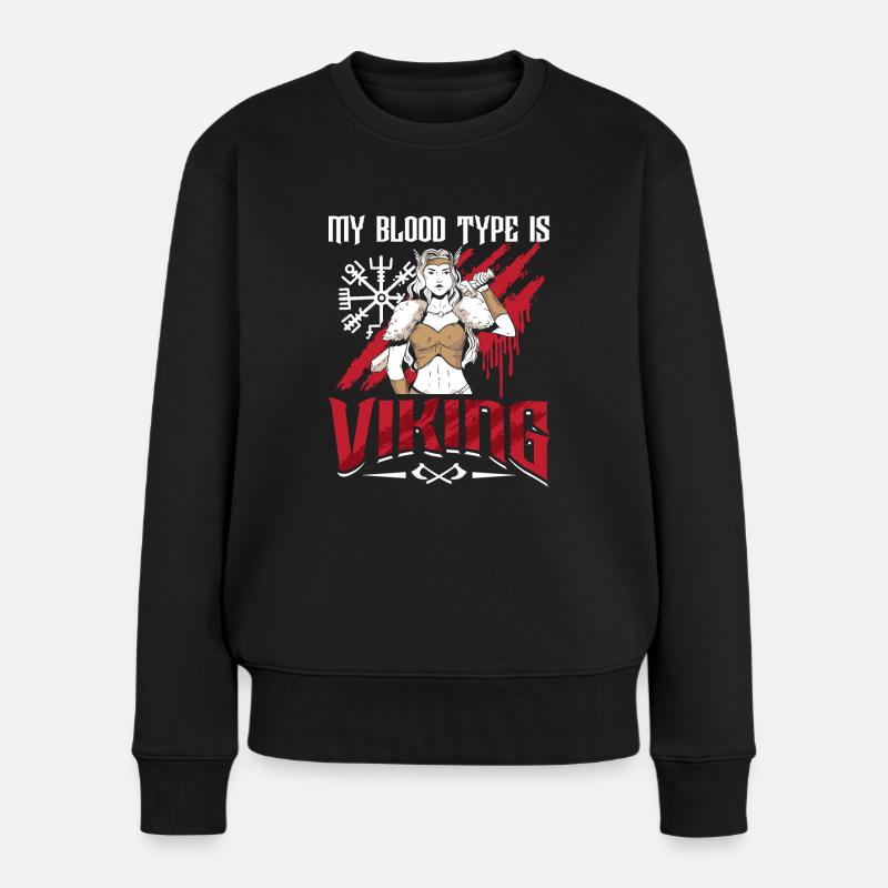 Norse Viking Mythology Drinking Design for Viking - Frauen Premium Bio Pullover - Schwarz