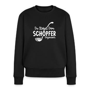 Sauna Du stehst dem Schöpfer Gegenüber - Frauen Premium Bio Pullover - Schwarz - Vorne - Julia (174cm)