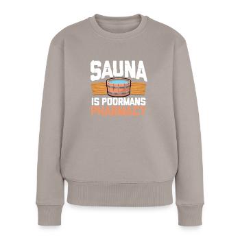 Le sauna est la pharmacie des pauvres - Pull Premium bio Femme - taupe - Devant - Julia (174cm)